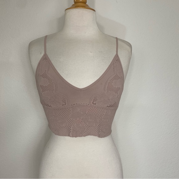 Free People Intimately Womens Blush Floral Unpadded Triangle Bralette Size XS/S - Picture 1 of 14